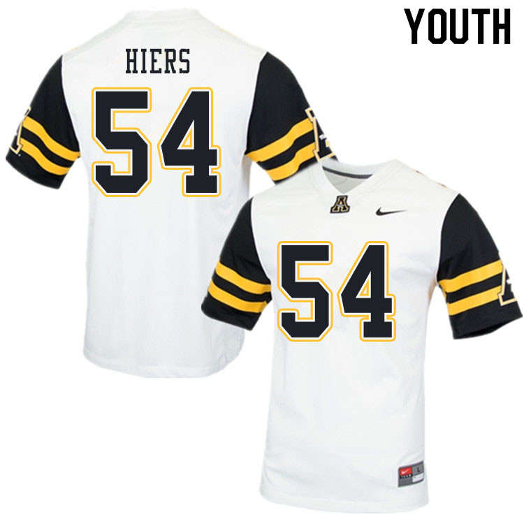 Youth #54 Lyle Hiers Appalachian State Mountaineers College Football Jerseys Sale-White - Click Image to Close